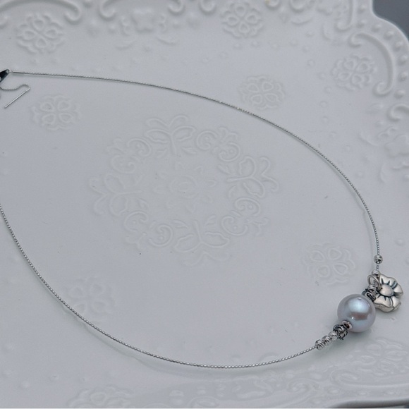 X563 Handmade S925 Freshwater Pearl Floating Bangle Necklace - Picture 4 of 8